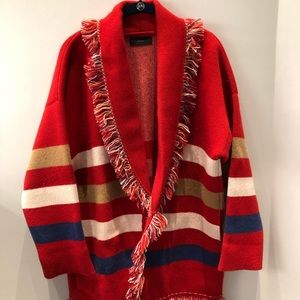 Alanui red striped cardigan